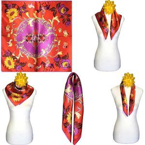NWT Genuine 100% Mulberry Silk Satin Scarf 21"x21" Small Square Shawl 54291